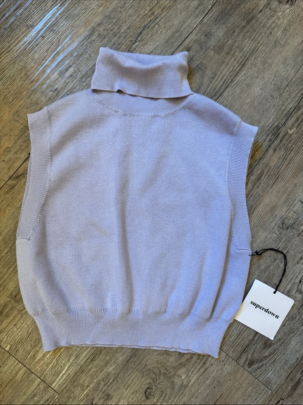 superdown Lavender Sleeveless Turtleneck Knit Shell